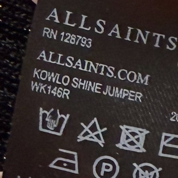 AllSaints Kowlo Shine Metallic Long Sleeve Cropped Sweater Size Small - Picture 3 of 12